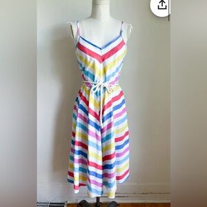 Vintage 1970s - 80s Rainbow Chevron Striped Sundress / S